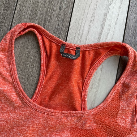 Oiselle Heather Orange Flyte Flying Birds Sleeveless Racerback Strech Tank Top - Picture 3 of 5